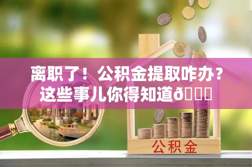 宜良离职了！公积金提取咋办？这些事儿你得知道😎